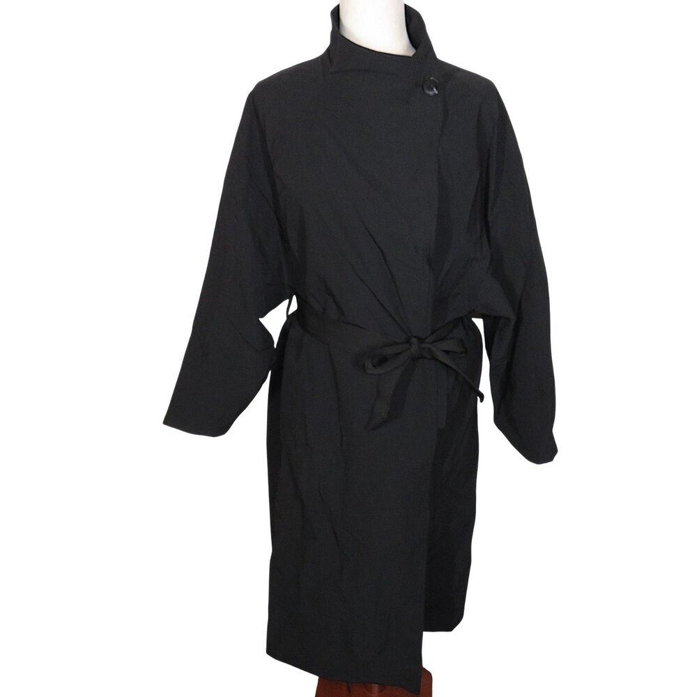 OGL Women's Black Waterproof Oversized Boxy Belted Trench Coat Size XL